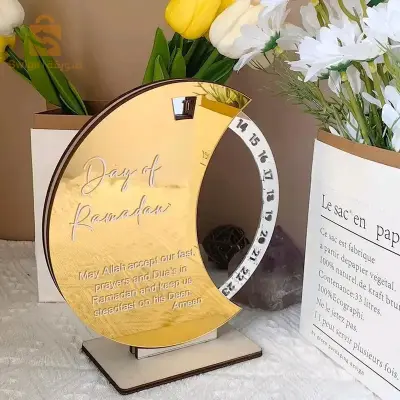 rebours du Ramadan , En acrylique effet miroir Grand Format ديكور رزنامة شهر رمضان حجم كبير ذهبي