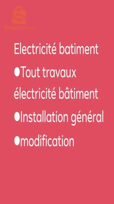 Electricité batiment
●Tout travaux électricité bâtiment 
●Installation général
●modification 
● Réparation 
Nmr:0781422360-0697712992