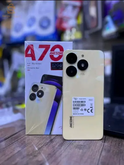 Modèle : itel A70 
Stockage : 64GB
Ram : 12GB  4+8
Batterie : 5000mAh