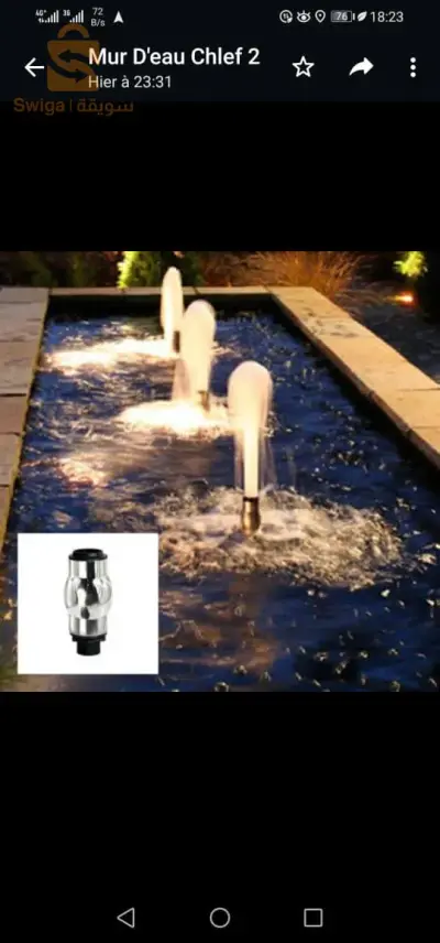 conception et réalisation de fontaine,jet d'eau et piscine