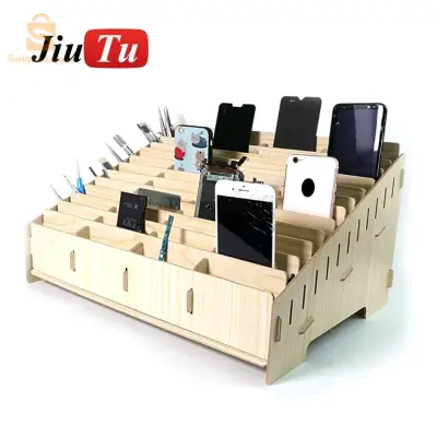 Organisateur d'outil de réparation de téléphone Portable  , boîte de Rangement en Bois multifonctionnelle