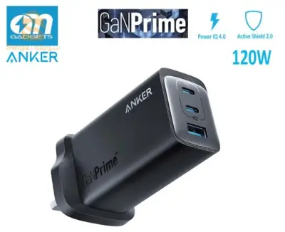 Anker 737 Chargeur 120W 2 Ports Type C + 1 Port Usb A 
Uk plug
