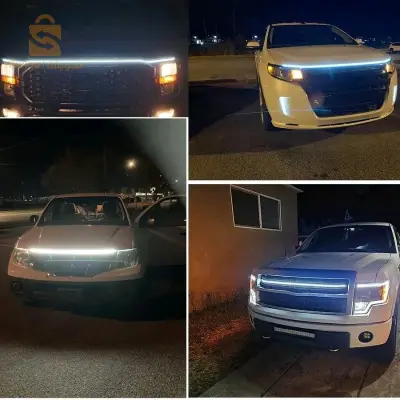شريط إضاءة LED لغطاء السيارة، بدء المسح الضوئي، مصباح زخرفي، أضواء نهارية مرنة$👍