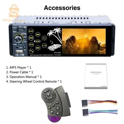 Autoradio écran tactile 3.8″ I Bluetooth | USB, SD, AUX avec commande au volant