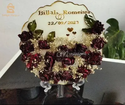 résine époxy fleurs séchées cadre cadeaux bougie parfumée art déco