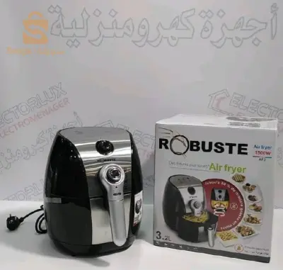 Friteuse ROBUSTE3.2L 1500w✔️Friteuse sans huile Capacité  : 3.2 Litres✔️-Thermostat réglable 80° – 200°✔️-Minuterie (arrêt automatique) 30Min✔️-Antiadhésif nettoyage facile✔️-Façade en acier inoxydable✔️-Voltage : 220V/240V – 50Hz/60H