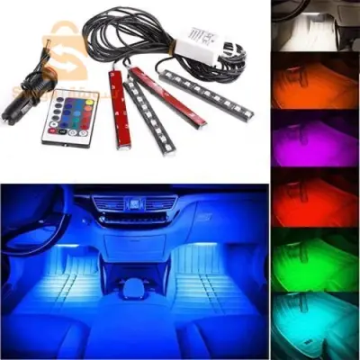 ♦️Led Atmosphère 8 Couleurs Lumière Décorative De Voiture Avec Télécommand 🤩🤩