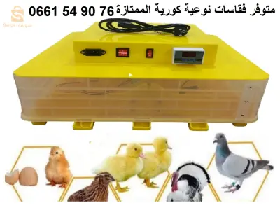 السلام عليكم  فقاسات و حاضنات للفلوس كورية المستوردة
تاع 56 بيضة ب 30000دج
تاع 112 بيضة ب 38000دج
مرحبا بكم أتصل 661549076
و نزيدو نديرولك مرافقة و كيفية الاستعمال الجيد بالخبرة تاعنا من أجل ضبط التهوية و الرطوبة الازمة حتى تعطي نتائج اكيدة 
متوفر التوصيل 58 ولاية 
متواجدين بسطيف بحي دالاس