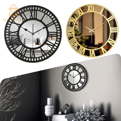 Horloge Murale Décorative Chiffres Plexiglass Avec Fond En Acrylique effet miroir 40Cm / 40Cm