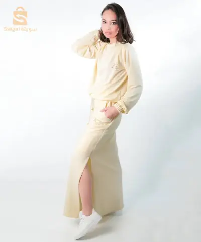 Ensemble de jogging Jupe blanc ivoire Confortable 100% Cotton