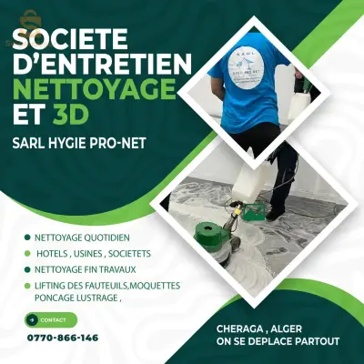 société d’entretien et nettoyage et 3D