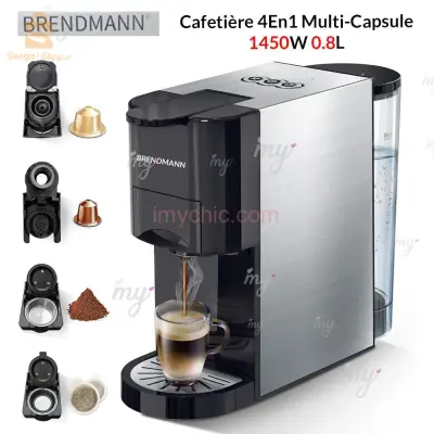 Cafetière 4En1 Multi-Capsule 1450W 0.8L Brendmann BS-600L$🤍🤍