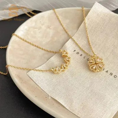 Collier avec Pendentif Magnétique, Bijou en forme de Trèfle Porte-Bonheur, pour Femme
