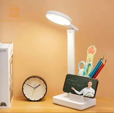 Lampe de Table LED Protection des yeux pliable avec porte-stylo, Rechargeable en USB