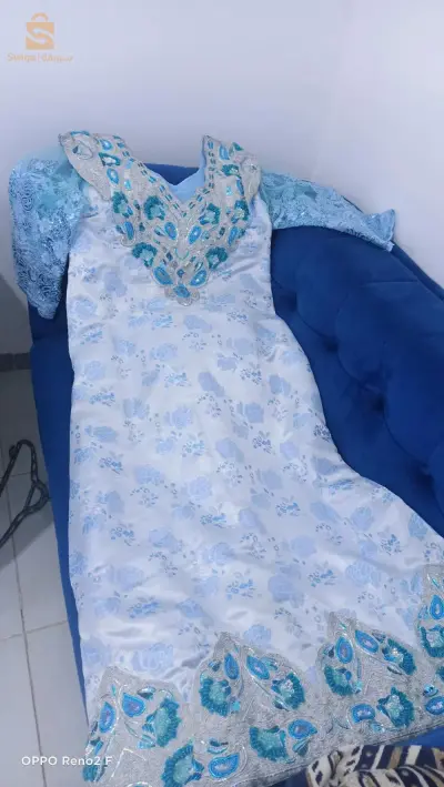 Gandoura fetla argent, portée une fois