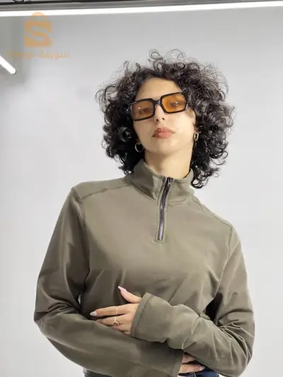 High-neck zip shirt regular