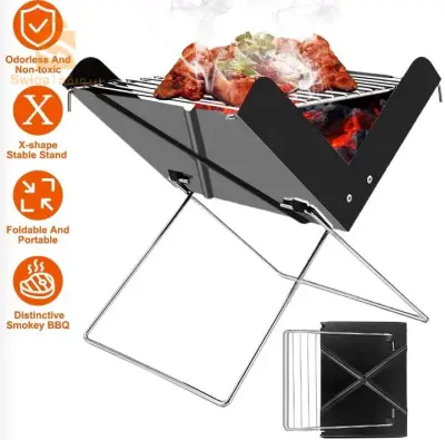 Barbecue Portable en acier inoxydable pliable en forme de X