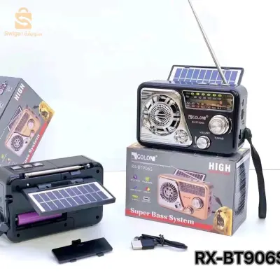 جهاز استقبال راديو بلوتوث قابل للشحن من جولون مع لوحة شمسية RX-BT906S$👍