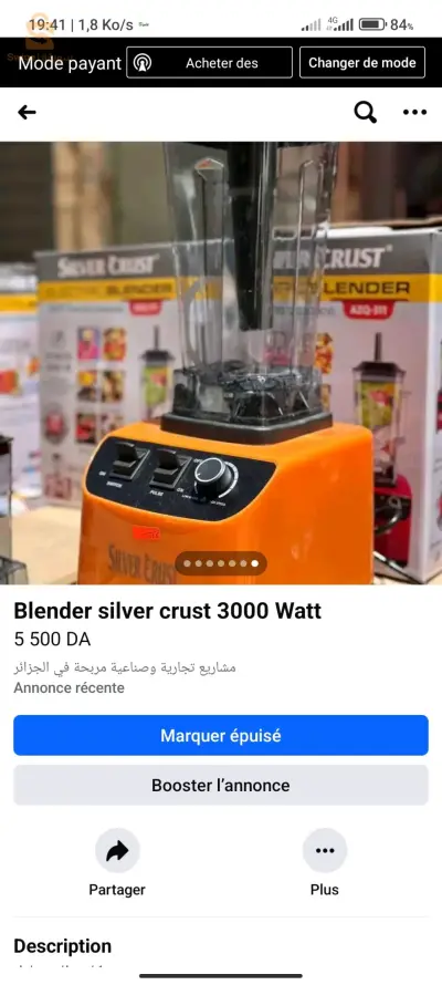 Blender silver crust 3000 watt