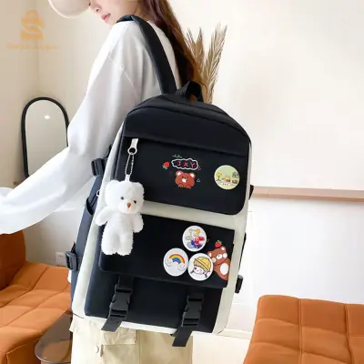 Ensemble Sac à dos Kawaii 4 pièces, joli sac à dos pour l’école avec accessoires