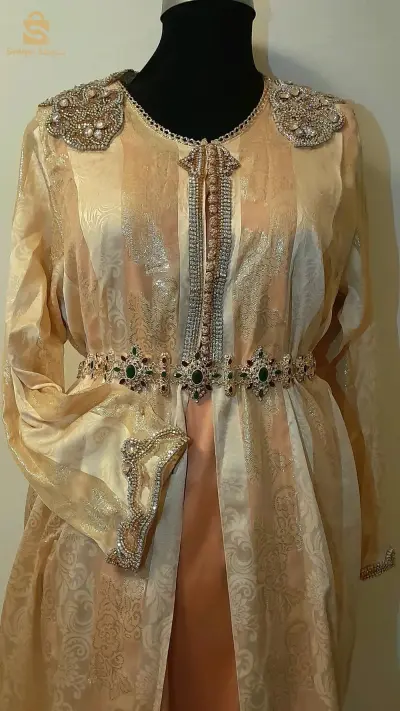 قفطان مغربي قماش الجوهرة عمل يدوي 100/100