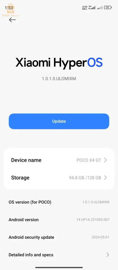 poco x4 Gt black