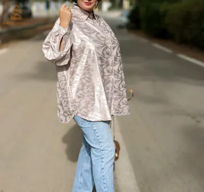 chemise oversize en satin a motif