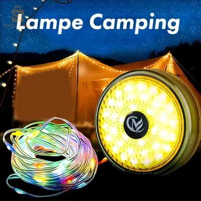 Lumière de camping LED multifonctionnelle, chargeur USB, chaîne d'atmosphère 🔥colorée