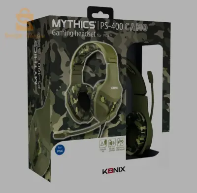 Konix Mythics Casque gaming filaire PS- 400 pour console Haut-parleurs 40 mm Microphone - Motif camouflage vert kaki