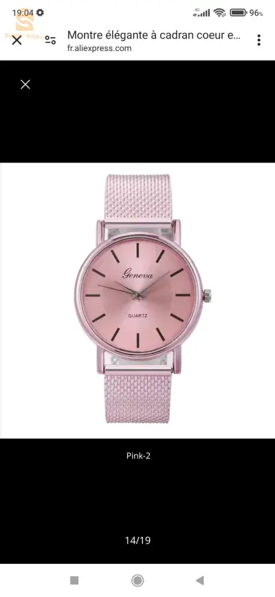 Montre élégante à cadran coeur en or rose