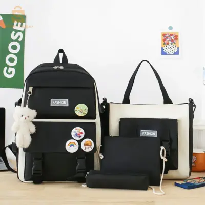 Sac À Dos Scolaire Fashion 4pcs en Tissu pour Adolescents Et Filles
