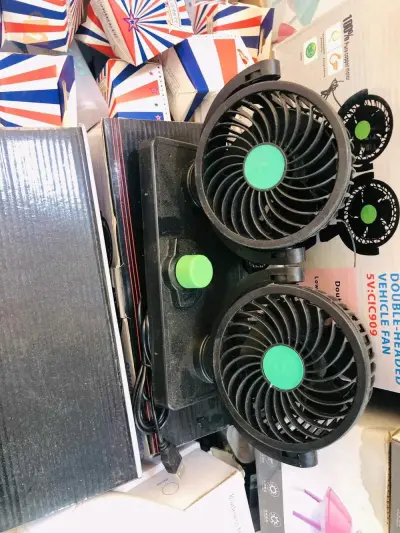 Double Ventilateur électrique pour voiture 2 vitesses rotatif à 360 degrés