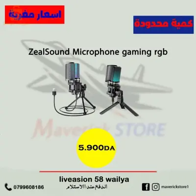 zealsound microphones gaming RGB