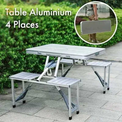Table camping pliable avec 4 sièges طاولة تخييم$🤍🤍