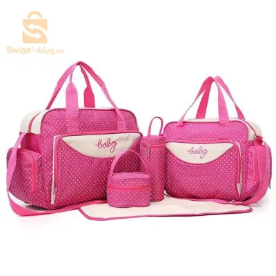 sac de maternité , ensemble rose de 5 pièces pour mamans