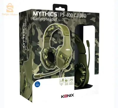Konix Mythics Casque gaming filaire PS-400 pour console Haut-parleurs 40 mm - Microphone - Motif camouflage vert kaki