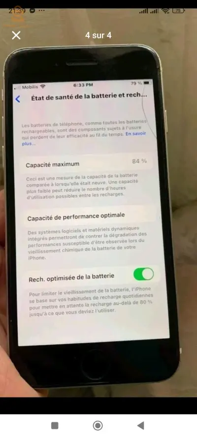 iPhone se 2020 très bonne état 💯 64GO
Jamais tefta7 ✅
Batterie 🔋 84 oréginal ✅
True tone active✅
Lébiré officiel ✅