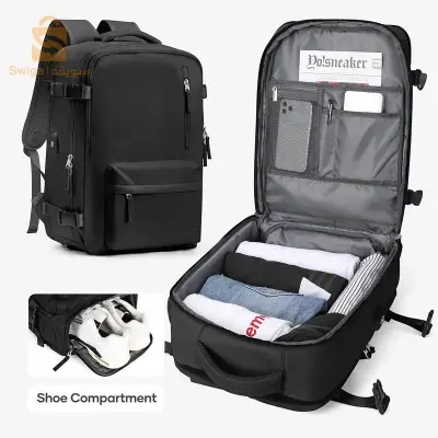 Sac à dos de voyage multifonctionnel avec compartiment à chaussures séparé, cartable pour ordinateur portable en tissu Oxford, sac à dos de Style sport décontractéTissu Oxford durable pour une utilisation de longue durée