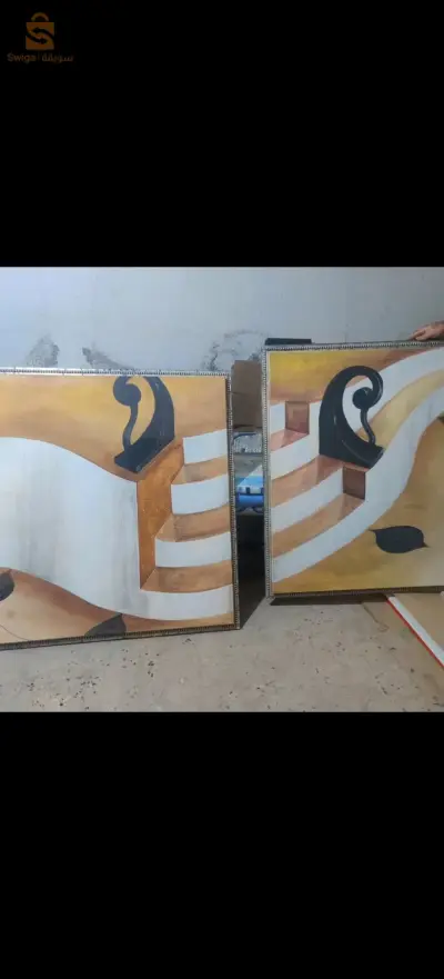 كادرين يكملان لوحة فنية من ايطاليا رسم مرسوم باليد بسعر 4 ملاين لكليهما