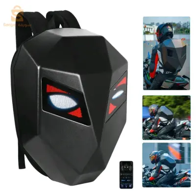 Crelander Sac à dos moto a écran d'affichage LED 3D,extensible et étanche - حقيبة ظهر ثلاثية الابعاد للدراجات النارية مع شاشة عرض بعينين