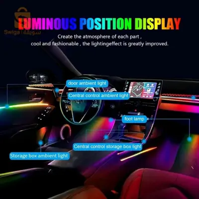 Bande lumineuse LED en néon RGB pour intérieur de voiture, éclairage suivi son d'ambiance Avec app et télécommande