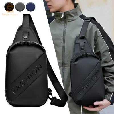 Fashion Black Sac de poitrine décontracté pour hommes avec bandoulière LX068