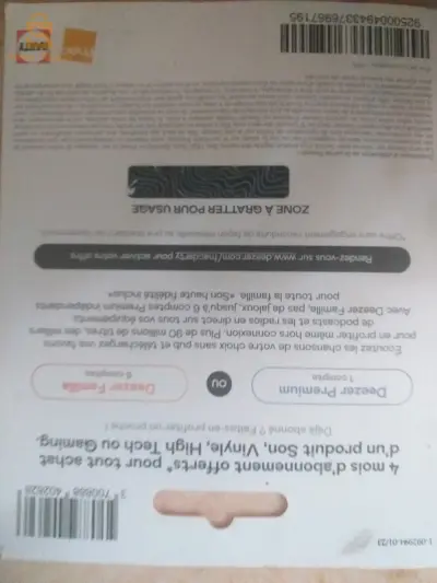 carte cadeau deezer 4 mois illimité