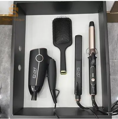PACK Original Enzo Professional kit 4en1 ( Séchoir + Brosse chaufante +Lisseur + Boucleur ) EN-6302