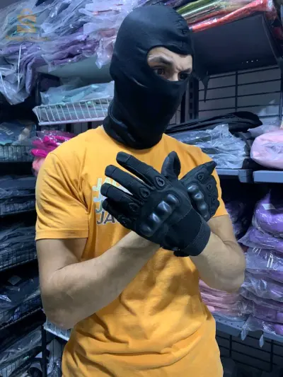 Pack Gants de Moto Tactique Doigt Complet avec Cagoule d’hiver قناع و قفازات للوقاية من برد