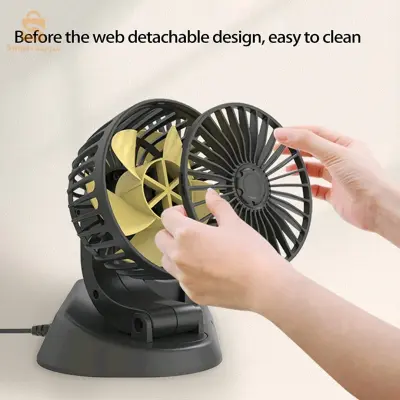 Ventilateur de voiture puissant et silencieux double rotation à 360 -12V