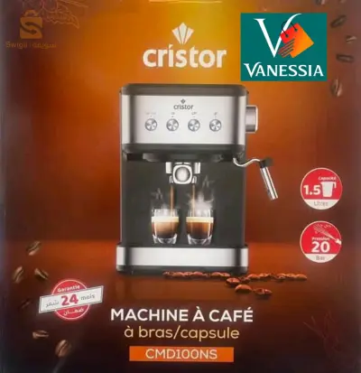 Cafetière cristor 2en1 capsules et bras inox