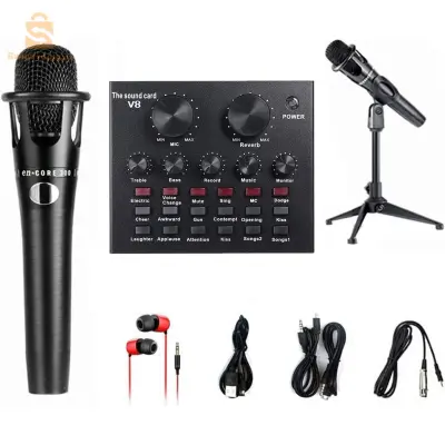 V8 Externe Live Carte Son avec Microphone Set – بطاقة صوت مع ميكروفون للتسجيلات الصوتية