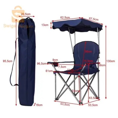 كرسي الاسترخاء قابل للطي بتصميم متين بحاملة أكواب و مظلة لخرجات التنزه و التخييم Chaise Longue Pliable Avec Porte Goblet Et Ombrelle