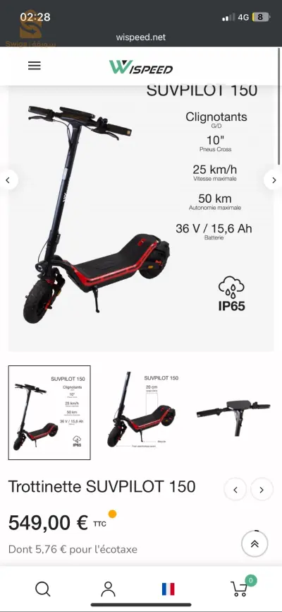 trottinettes suvpilot 150 r